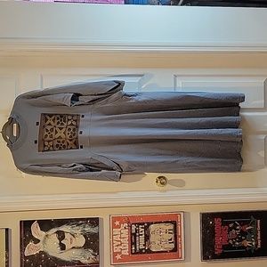 Vintage Blue Fish Mock Neck Dress